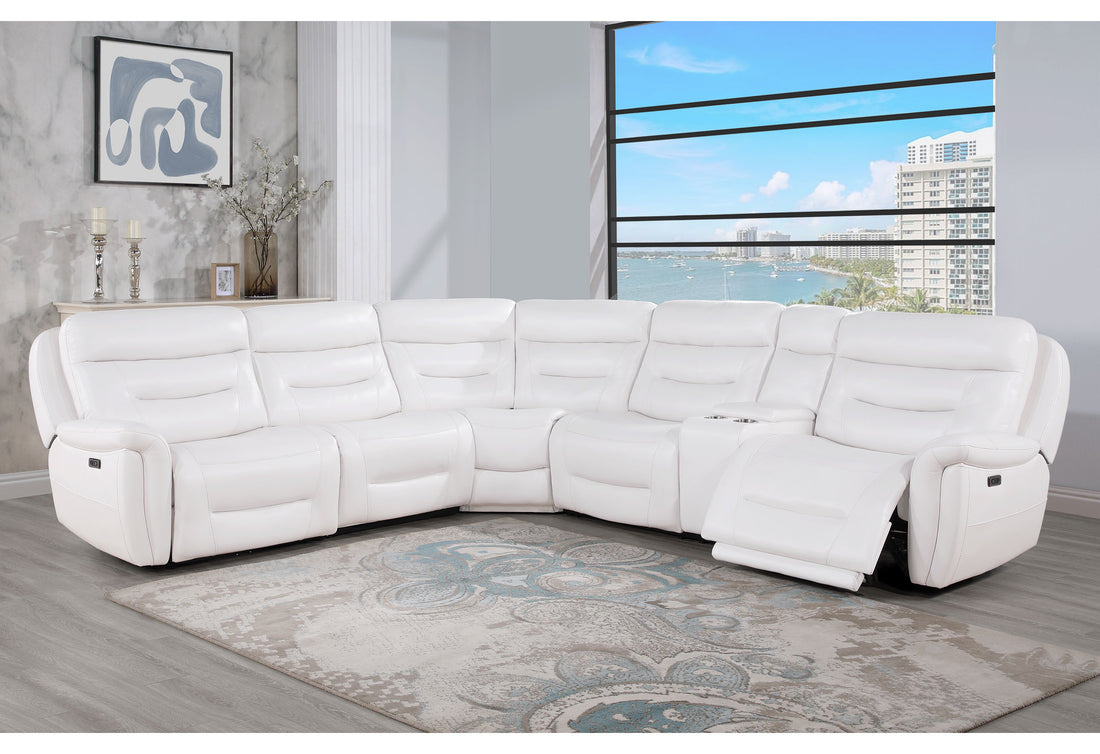 Starch Blanche White Sectional White Pu 5 Seat