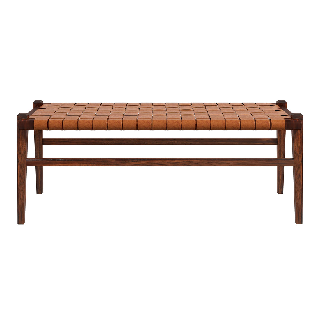 Cody Tan Leather Bench Brown,Rustic,Tan Brown Genuine Leather Brown Mid Century Modern Genuine Leather,Solid Wood