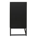 Rattan 4 Door Sideboardsideboard Buffet Storage Cabinet,Accent Storage Cabinetlarge Cabinet With 4 Rattan Decorated Doors For Living Room Dining Room Black Modern Particle Board Mdf