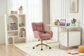 005 Velvet Fabric 360 Swivel Home Office Chair With Gold Metal Base And Universal Wheels,Pink Solid Pink Office Sponge Wipe Clean Modern Office Chairs Tufted Back Foam Swivel Velvet