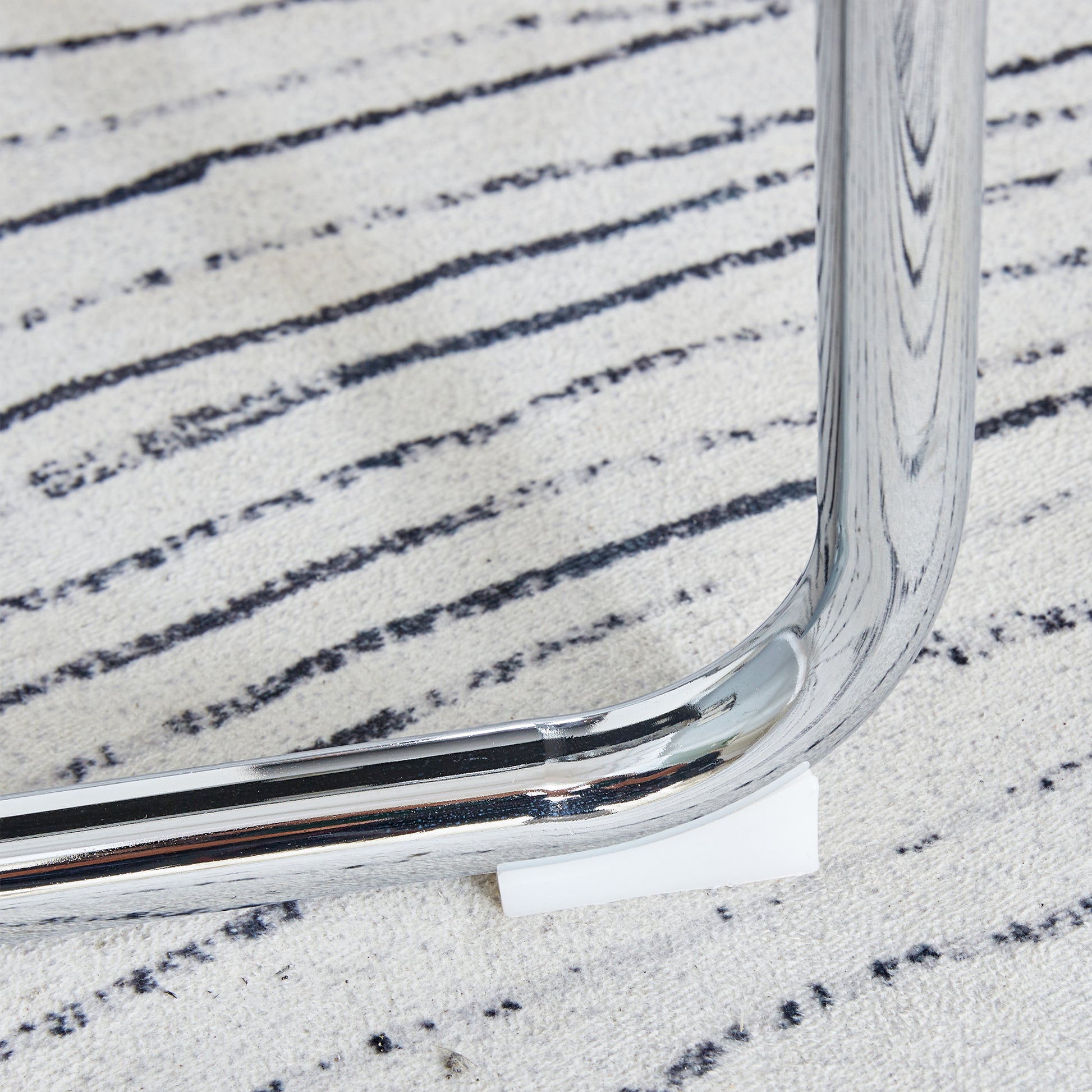 Table And Chair Set.63"X31.5X30" Black Marble Patterned Slabs Tabletop With Stainless Steel Butterfly Legs.Paried With 6 Light Gray High Quality Pu Chairs With Silver Metal Legs. Light Gray,Silver