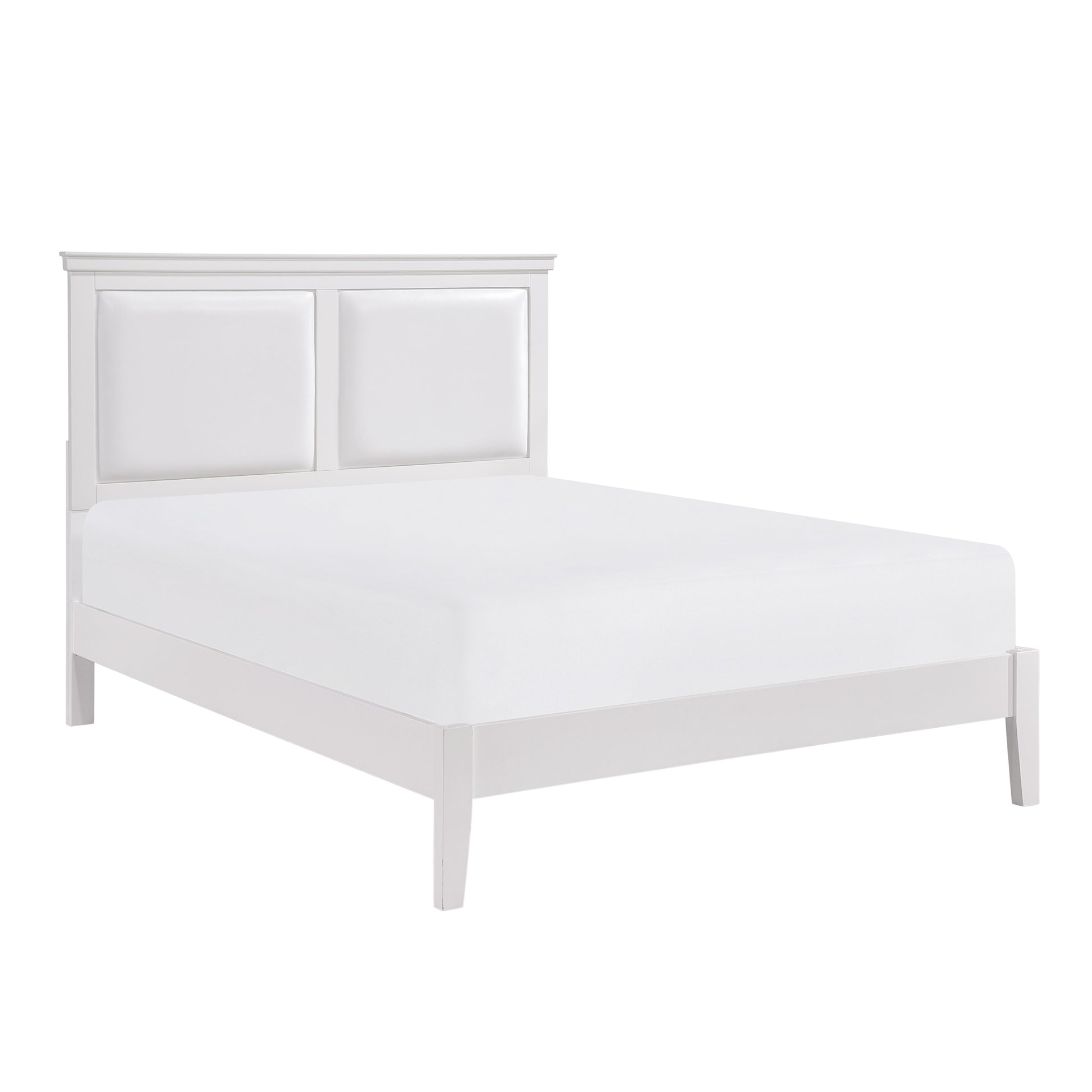 Classic Traditional 1Pc Queen Bed Upholstered Headboard Faux Leather White Finish Bedroom Furniture Box Spring Required Queen White Wood White Bedroom Panel Faux Leather Wood