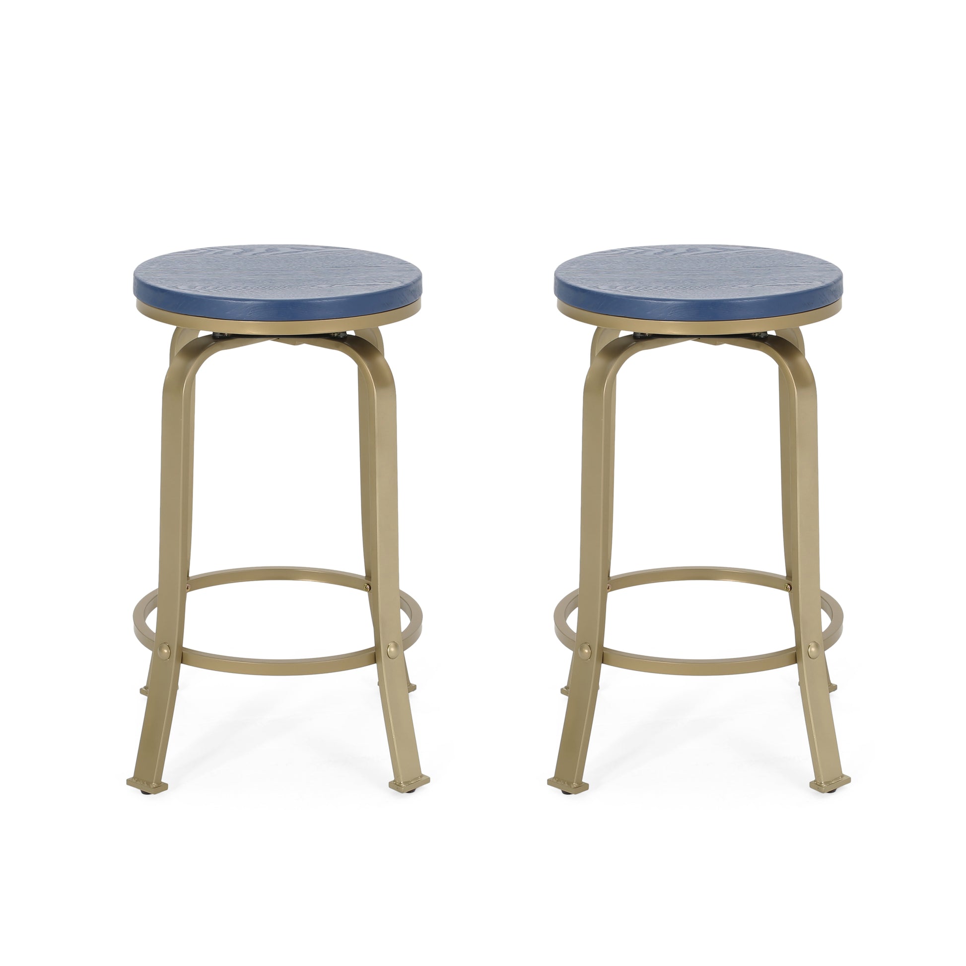 Counter Stool2Pcs Set Blue Metal