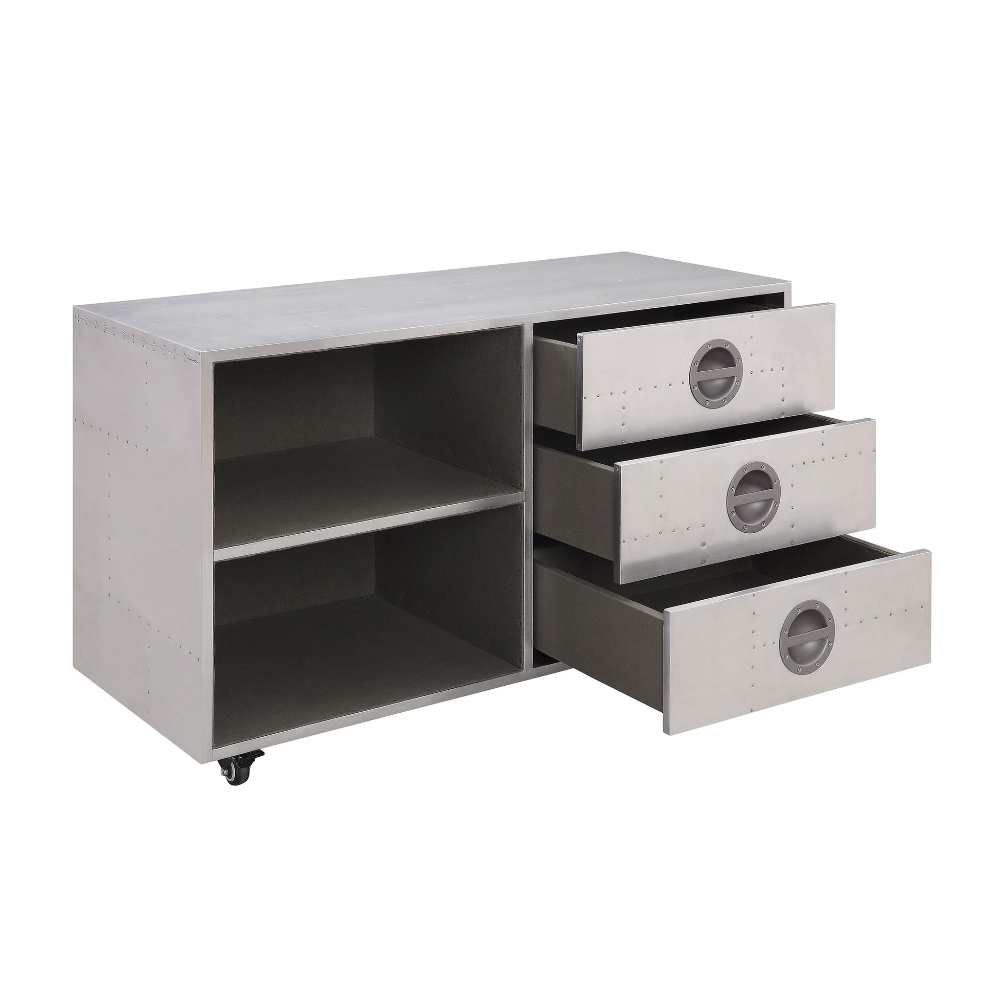 Aluminum Cabinet With 3 Drawer Freestanding 3 4 Drawers Silver Primary Living Space Drawers Included Industrial Aluminum