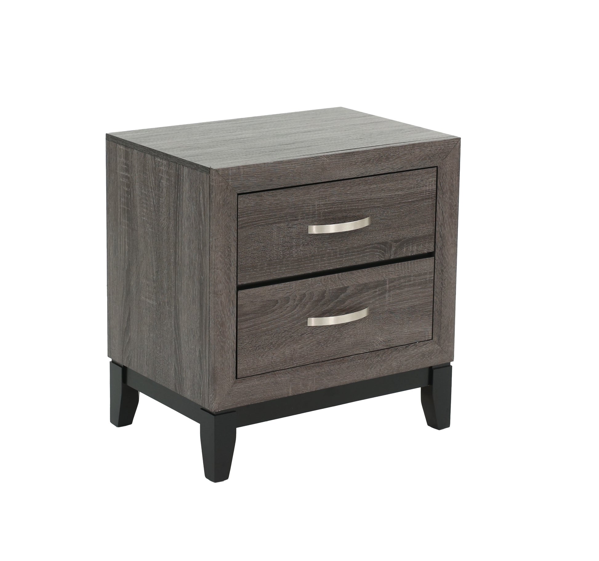 Bedroom Furniture Rustic Grey Oak Simple 1Pc Nightstand 2 Drawers Bed Side Table Solidwood Gray 2 Drawers Bedroom Bedside Cabinet Modern,Transitional Pine Drawers Particle Board Mdf,Solid Wood