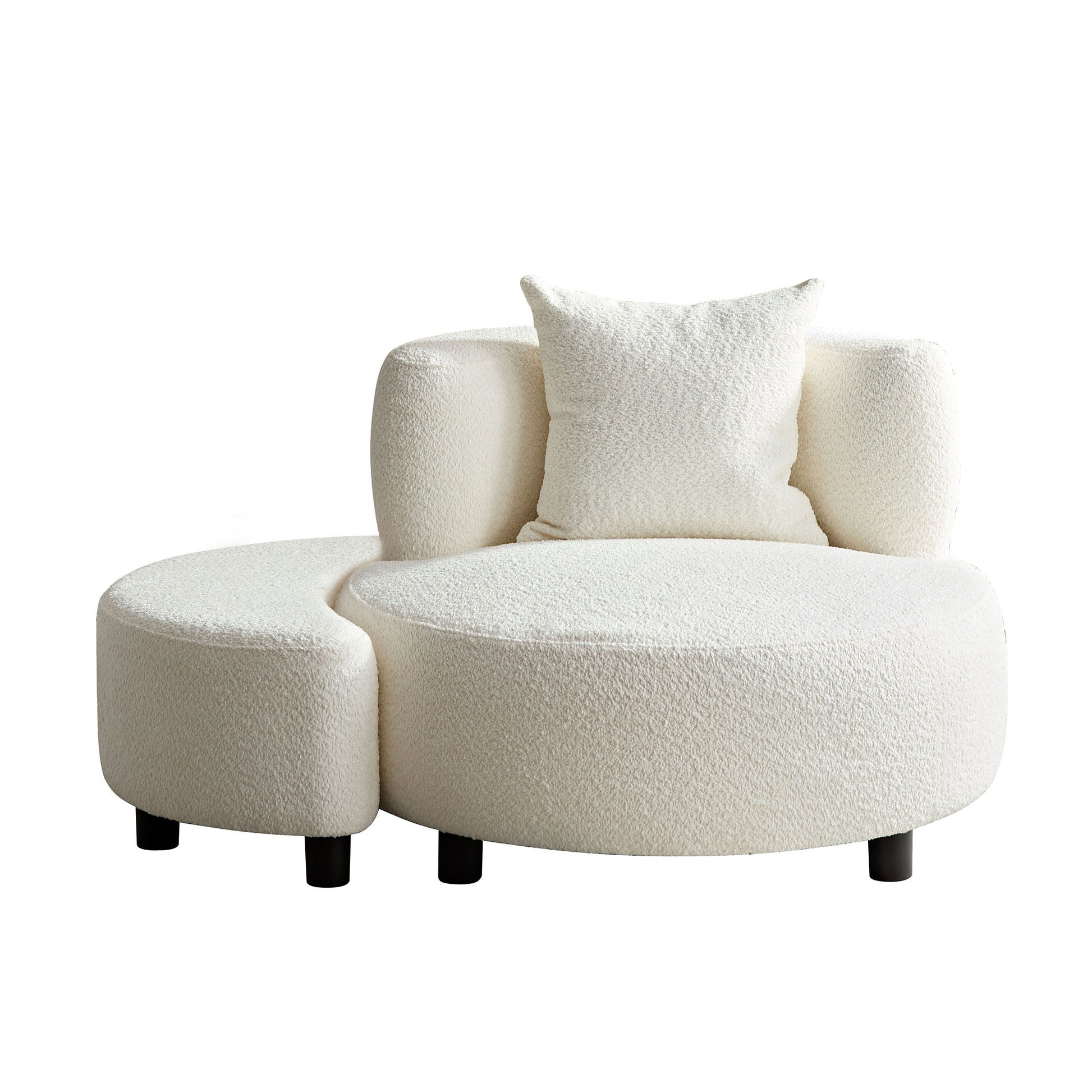 Modern Chair, Single Teddy Fabric Sofa Chair With Ottoman,Sidetable, Foot Rest Comfy Chair For Living Room Bedroom And Office,Beige Beige Foam Fabric