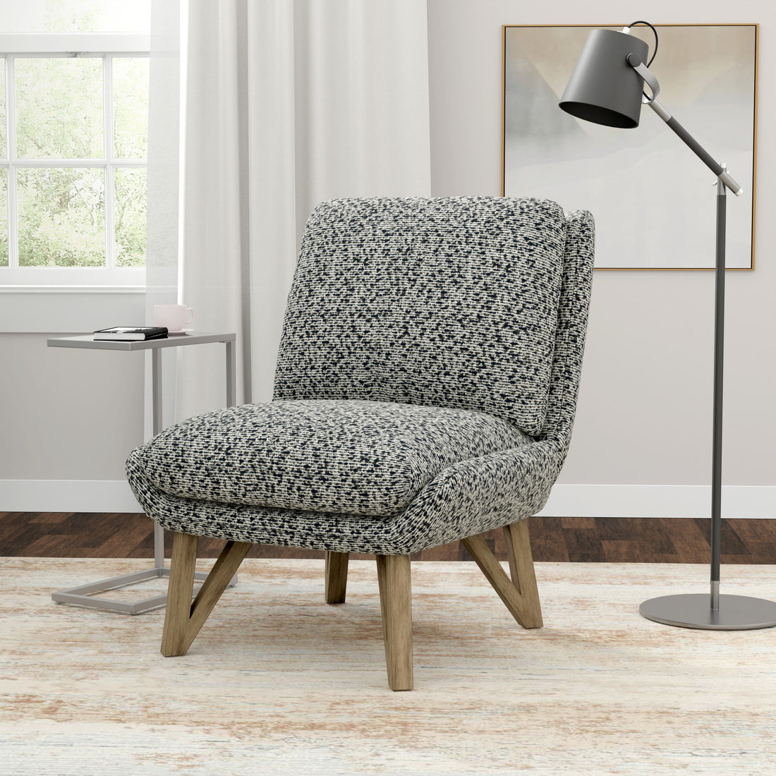 Emerse Blue Armless Accent Chair Black Gray Foam Solid Wood