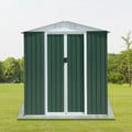 6Ftx4Ft Apex Roof Green Outdoor Tool Storage House Garden Shed With Aluminum Alloy Frame And Sliding Door Green Garden & Outdoor Metal