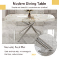 Table And Chair Set.Modern Luxurious White Marble Patterned Tempered Glass Dining Table Set With Transparent Pp Chairs.8 Transparent High Quality Pp Dining Chairs With Silver Legs. White Silver