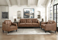 Brown Polished Microfiber Upholstered 1Pc Sofa Button Tufted Contoured Arms Solid Wood Frame Couch Casual Living Room Furniture Brown Microfiber Wood Primary Living Space Traditional,Transitional Solid Wood 3 Seat