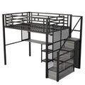 Full Size Metal Loft Bed With Wardrobe, Desk, Storage Shelves, Black Expected Arrival Time: 10.3 Box Spring Not Required Full Black Metal Mdf Metal