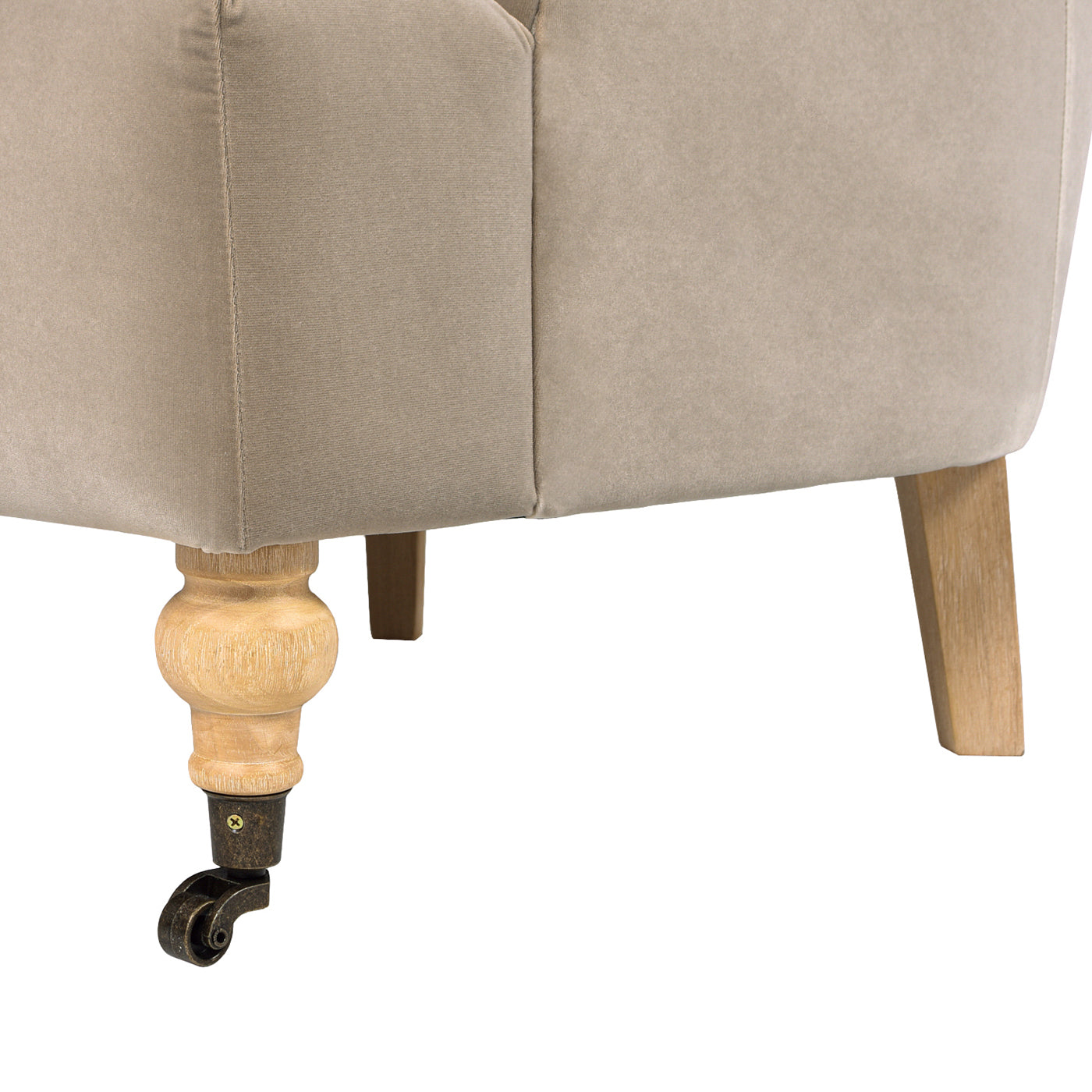 Eloise 30" Pleated Sock Arm Accent Armchair, Mink Beige Performance Velvet Mink Foam Velvet