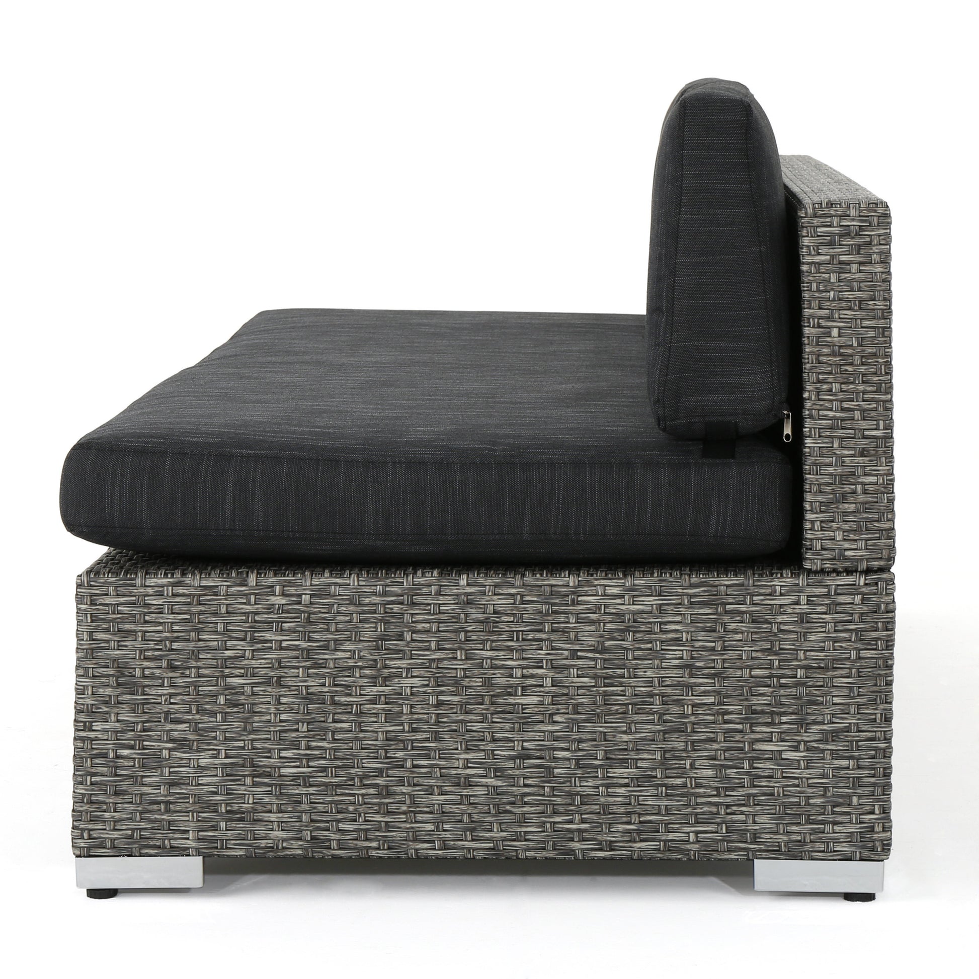 Puerta Left 3 Seater Sofa Black Gray Fabric