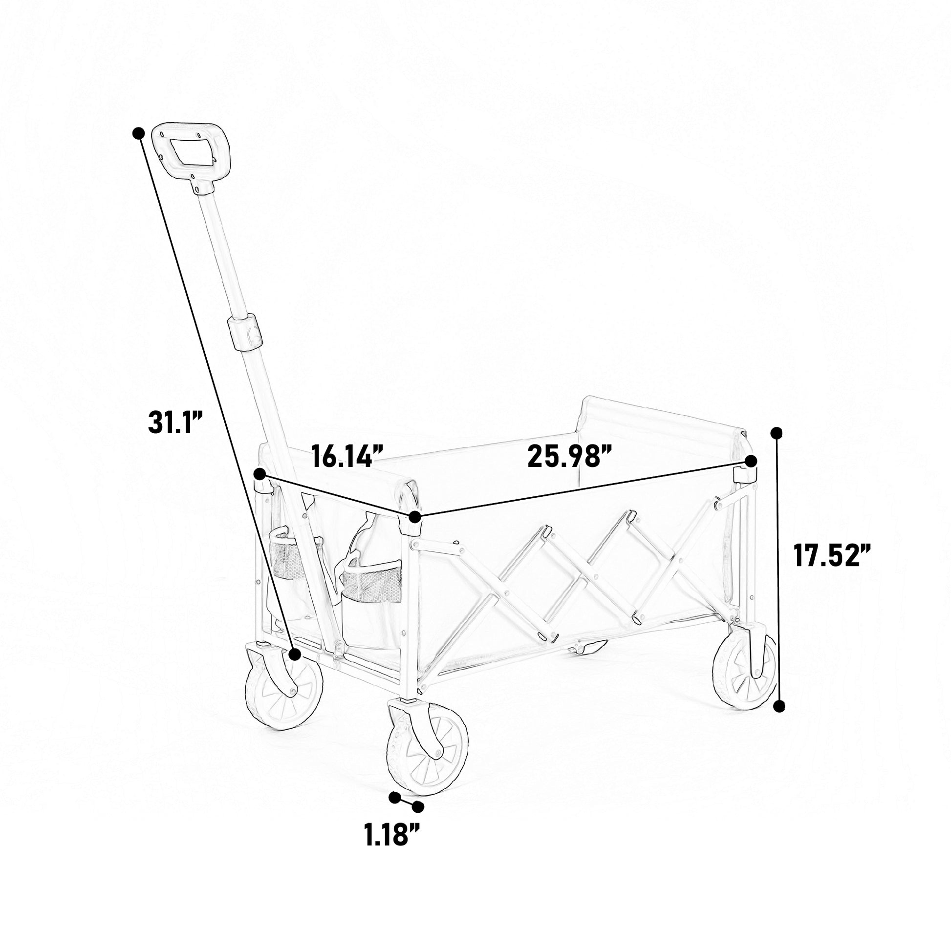 Lightweight Portable Heavy Duty Folding Beach Wagons With Wheels Outdoor Utility Carts For Grocery, Camping, Shopping, Sports, Garden With Large Capacity Black Black Steel