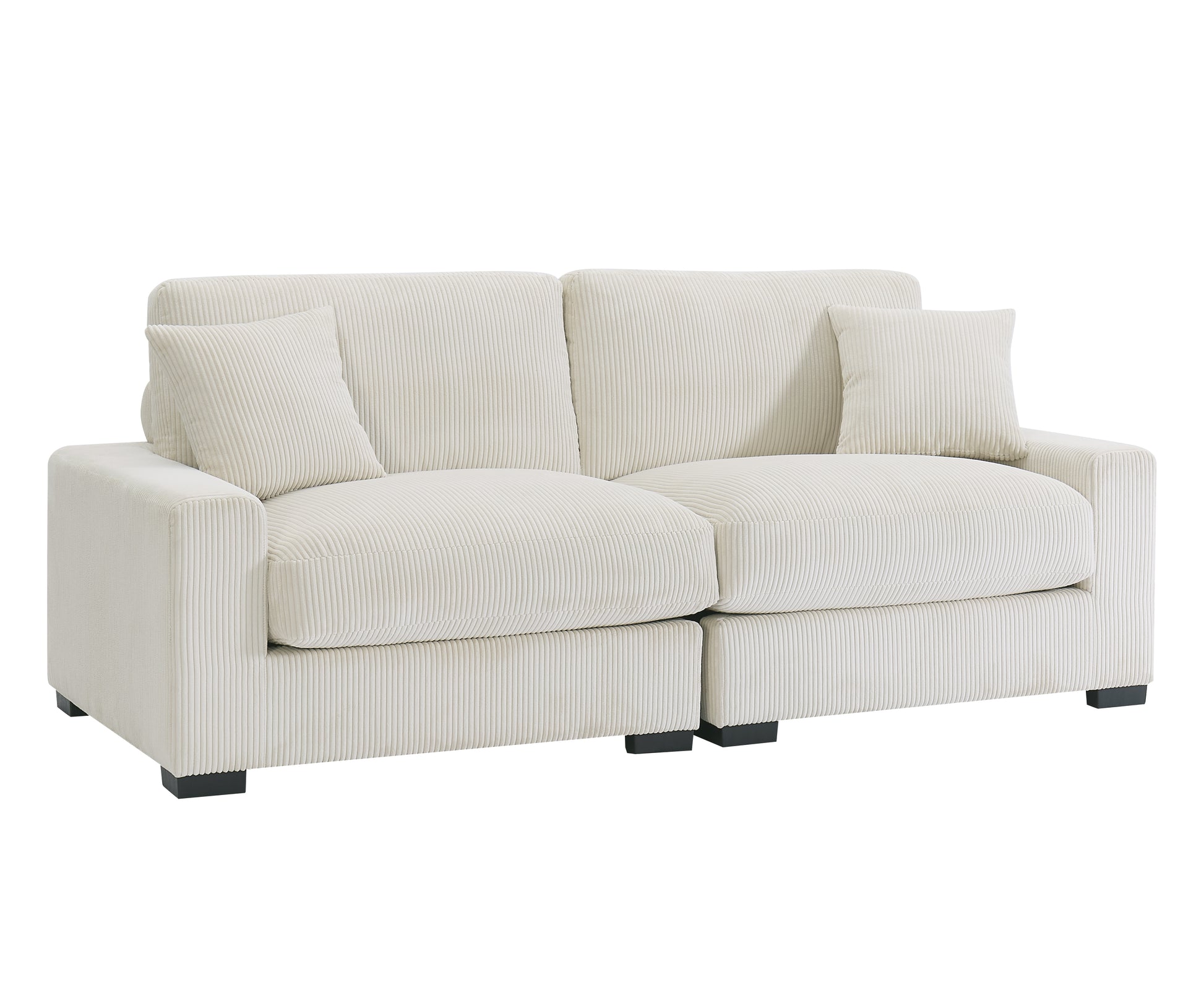 Modular Sectional Sofa,4 Seater Oversized Sectional Sofa, Corduroy Fabric With 2 Ottoman Bench And 2 Pillows, Modular Sectionals Sofa Couch For Living Room Cream Corduroy 4 Seat