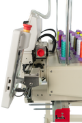 Double Head Computerized Commercial Embroidery Machine, 15 Needles 17.7X15.7 Inches Embroidery Area, Industrial Embroidery Machine For Hat For Cap Hat Graphic Embroidery White Green Metal