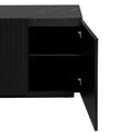 Led Carved Line 3 Door Storage Cabinet,Sideboard Buffet Cabinet With Adjustable Shelf,Large Storage Accent Cabinet For Living Room,Dining Room 5 Or More Shelves Black Primary Living Space Adjustable Shelves Luxury,Modern Particle Board Mdf