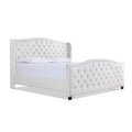 Marcella Upholstered Shelter Headboard Bed Set, King, Bright White Polyester Box Spring Required King White Wood Foam Polyester Polyester