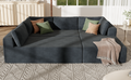Modern Large Modular Sectional Sofa For Living Room, Bedroom, Salon, 3 Piece Free Combination Gray Polyester 3 Seat