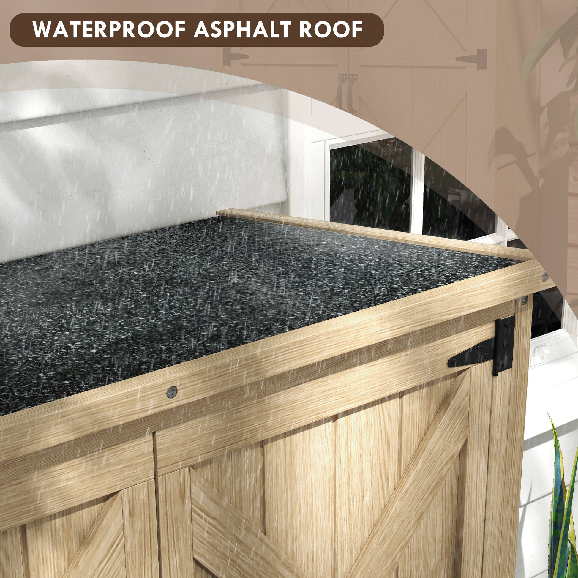 Outsunny Wooden Garden Shed, Outdoor Storage Cabinet With Waterproof Asphalt Roof, Narrow Tool Shed With Shelves And Lockable Doors, Natural Natural Wood Wood