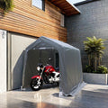 7X12 Ft Outdoor Gazebo Portable Storage Shelter Shed With 2 Roll Up Zipper Doors & Vents Carport For Motorcycle Waterproof And Uv Resistant Anti Snow Portable Garage Kit Tent, Grey Grey No Foundation Needed Garden & Outdoor Powder Coated Frame Portable