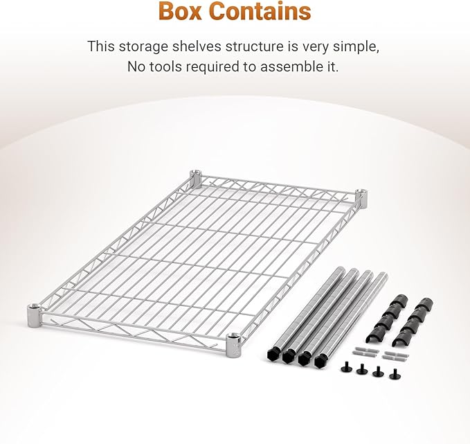 1 Tier Shelving Unit, 29.92" W X 13.78" D X 14.96" H Steel Organizer Wire Rack, Chrome Chrome Steel