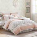 9 Piece Cotton Percale Comforter Set Blush Queen Queen Blush Polyester