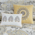8 Piece Cotton Floral Printed Reversible Comforter Set Yellow Cal King California King Yellow Cotton