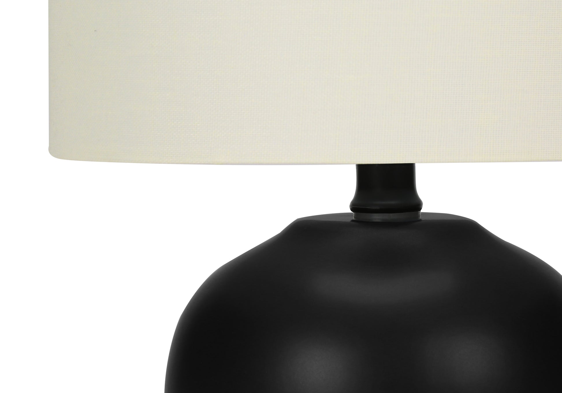 Lighting, 17"H, Table Lamp, Black Ceramic, Ivory Cream Shade, Transitional Black Ceramic