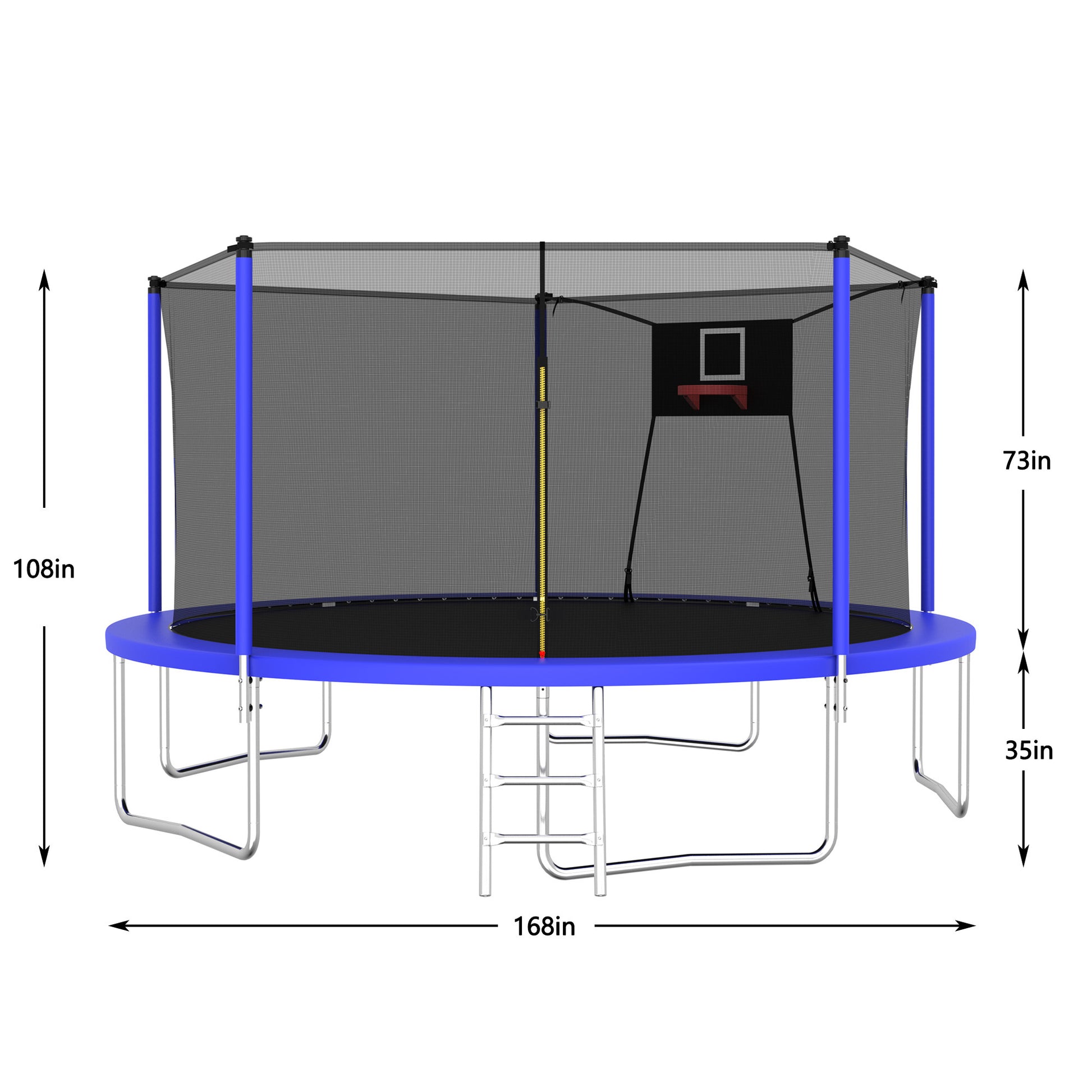 14Ft Trampoline Set With Swing,Sports Fitness Trampolines With Enclosure Net, Recreational Trampolines For Outdoor Indoor Blue Metal