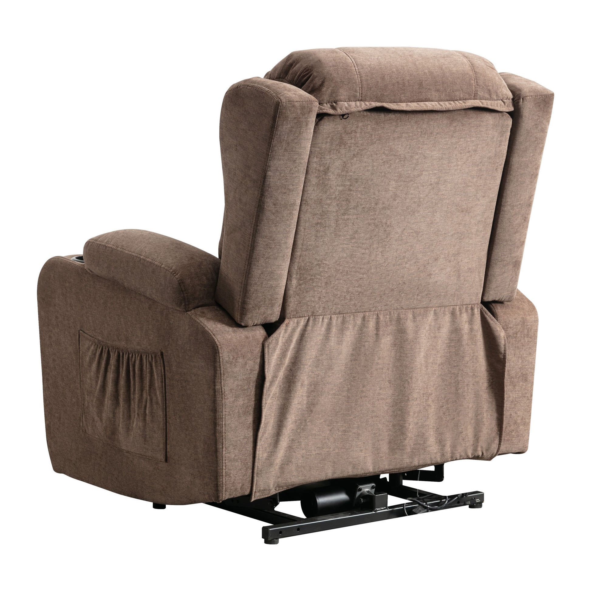 Power Lift Recliner Chair Recliners For Elderly With Heat And Massage Recliner Chair For Living Room With Infinite Position And Side Pocket,Usb Charge Port Brown Brown Power Push Button Soft Heavy Duty Cotton Wood Metal