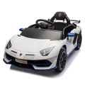 12V Kids Ride On Car W Parents Remote Control,Licensed Lamborghini Aventador Xago,Hydraulic Pressure Door,Slow Start,Early Education,Bluetooth,Adjustable Volume,Mp3,Usb,Led Lights For Kids Aged 3 8. White 50 99 Lbs Polypropylene