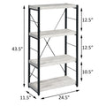 Antique White And Black 3 Shelf Bookcase 4 Black Grey Horizontal Primary Living Space Contemporary Adjustable Shelves Wood Metal