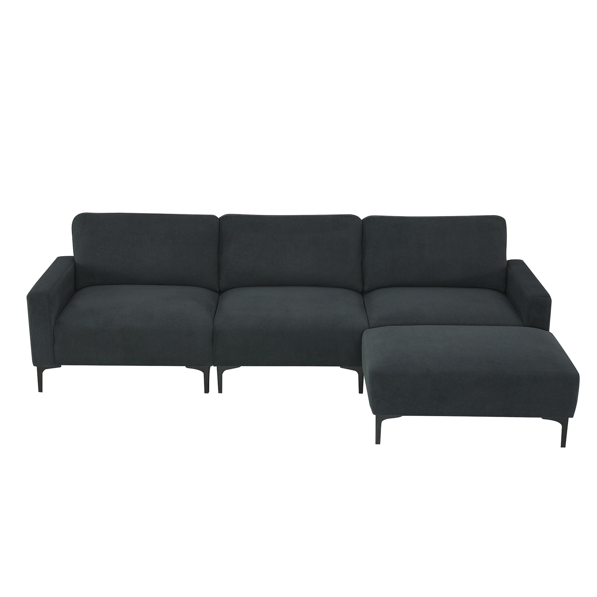 103.5*59" Modern L Shaped Sectional Sofa, 4 Seat Velvet Fabric Couch Set With Convertible Ottoman,Freely Combinable Sofa For Living Room, Apartment, Office,Apartment,2 Colors Dark Grey Velvet 4 Seat