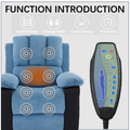 Recliner Chair With Heat And Vibrating Massage, Comfy Padded Overstuffed Soft Fabric Heated Recliner Blue And Black Black Blue Power Push Button Metal Primary Living Space Soft Cushion Back Heavy Duty Casual,Contemporary Push Button Pillow Top Arms Foam