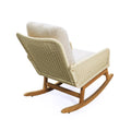 Contemporary Minimalist Ivory Wicker Rocking Chair With Soft Polyester Cushions And Durable Wooden Frame, Perfect For Indoor And Outdoor Spaces Like Patio, Balcony, Or Living Room Ivory Pe Rattan