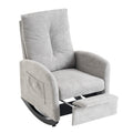 Accent Rocking Chair With Footrest High Back Rubber Wood Rocking Legs Bedroom Living Space Gray Wood