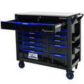 12 Layer Drawer Multi Purpose Tool Car, With Wheels, Iron Top Black Blue Steel