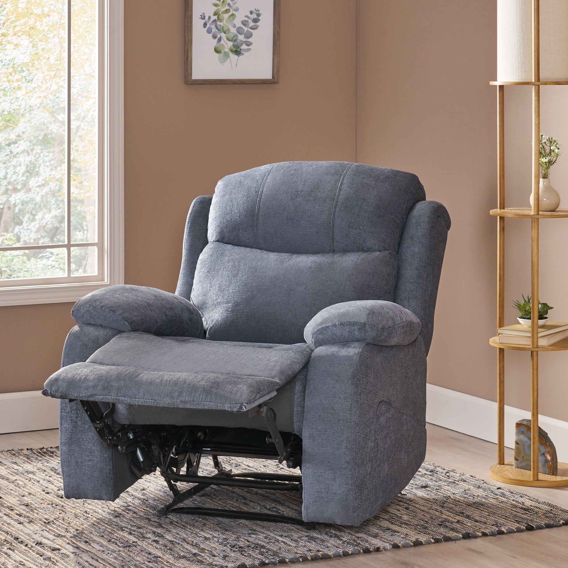 Massage Recliner Charcoal Fabric