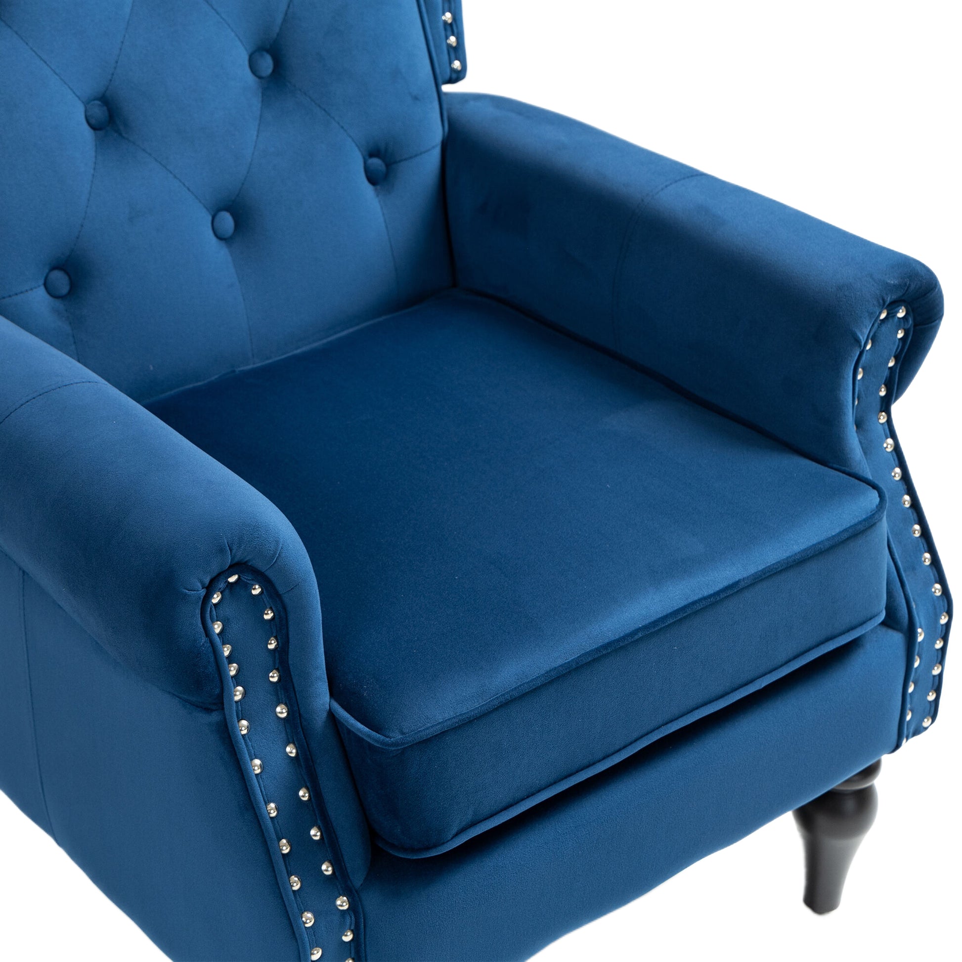 Coolmore Wood Frame Armchair, Modern Accent Chair Lounge Chair With Sturdy Wood Legs For Living Room Bedroom Navy Navy Foam Velvet