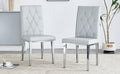 2 Piece Dining Chair, Modern Style Kitchen Upholstered High Back, Metal Leg Office Chair, Suitable For Dining Room, Office, Restaurant. Light Gray Pu
