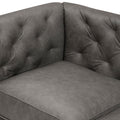 92.52 Inch Genuine Leather Couch 3 Seater Sofa With Tufted Back,Grain Leather Couch With Feather,Down Topper On Seating Surfaces Sofa For Living Room, Comfy Sofa Couch With Extra Deep Seats,Graphite Natural Graphite Genuine Leather 3 Seat