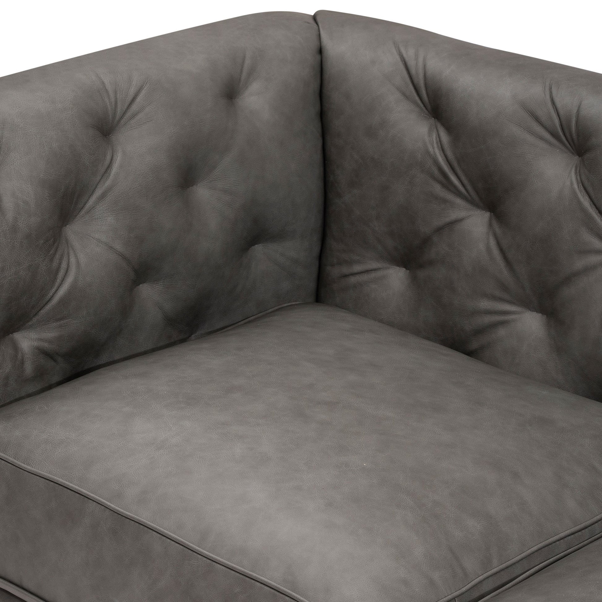 92.52 Inch Genuine Leather Couch 3 Seater Sofa With Tufted Back,Grain Leather Couch With Feather,Down Topper On Seating Surfaces Sofa For Living Room, Comfy Sofa Couch With Extra Deep Seats,Graphite Natural Graphite Genuine Leather 3 Seat