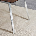 1 Table And 4 Chairs, Brown Tempered Glass Tabletop And Silver Metal Legs, Modern Minimalist Style Rectangular Glass Dining Table, Paired With 4 Modern Silver Metal Leg Chairs. 1123C 1162 Brown Seats 4 Glass