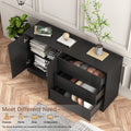 Sideboard Buffet Cabinet With Storage, Modern Kitchen Buffet Storage Cabinet With Drawer And Doors, Large Coffee Bar With Adjustable Shelves For Kitchen Black Mdf