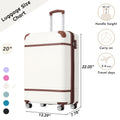 20 In Luggage 1 Piece With Tsa Locklightweight Suitcase Spinner Wheels,Carry On Vintage Luggage,White White Abs