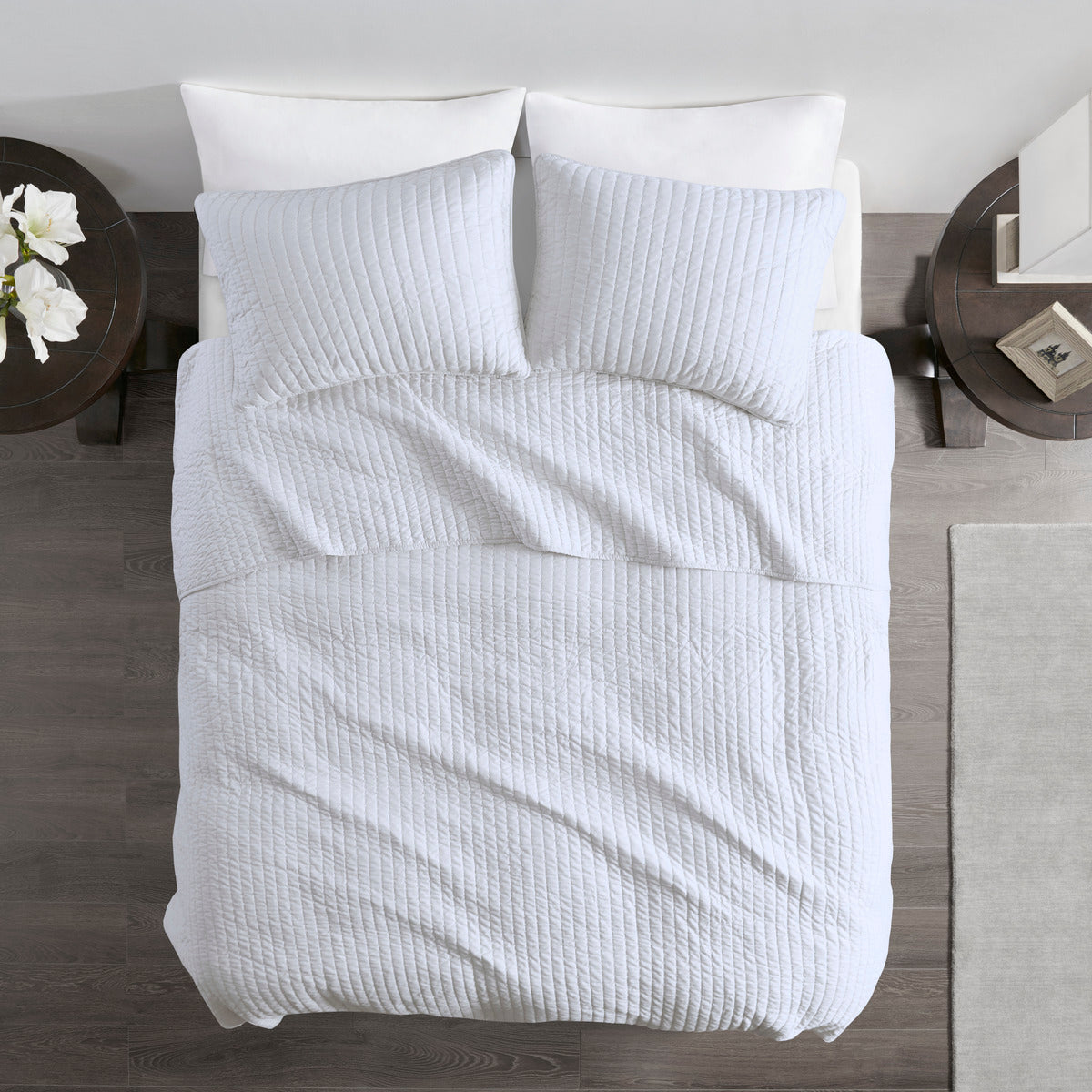 2 Piece Quilt Set White Twin Twin Xl Twin White Cotton