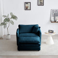 Modern Accent Chair With Ottoman, Living Room Club Chair Chenille Upholstered Armchairreading Chair For Bedroom, Blue Chenille Blue Chenille 1 Seat