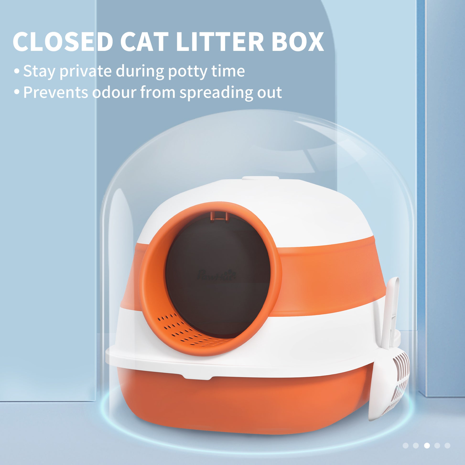 Pawhut Cat Litter Box With Lid, Covered Litter Box W High Sides, Air Freshener, Large Two Way Entrance Kitty Litter Box, Foldable, Easy Clean, Orange, And Black Orange Plastic