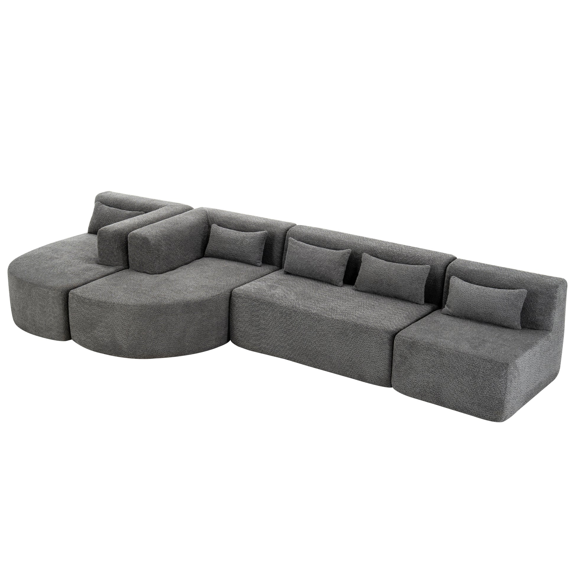 143.7" Upholstered Sofa Free Combined Sofa Couch With Two Chaise Lounge And Five Back Pillows For Living Room, Light Gray Light Gray Foam Polyester 5 Seat